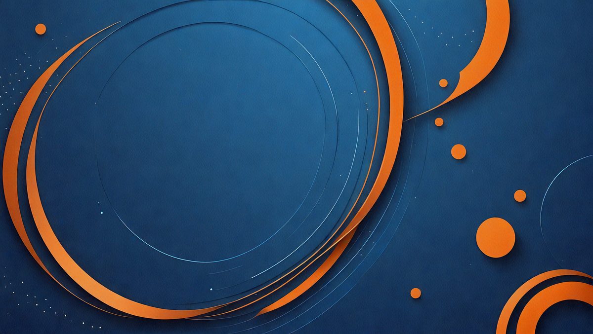 The primary subject of the image is a blue and orange circle, which is the main object, scene, or focus of the image. The setting is a blue background, and the visual style is digital art. The dominant colors are blue and orange, creating a vibrant and lively atmosphere.