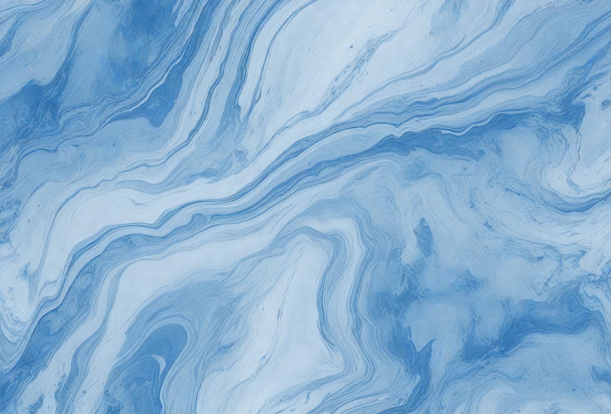 The primary subject of the image is a blue and white swirling pattern, which appears to be a digital art or illustration. The setting is a blue background, and the visual style is a combination of digital art and illustration. The dominant colors are blue and white, creating a calm and soothing atmosphere.
