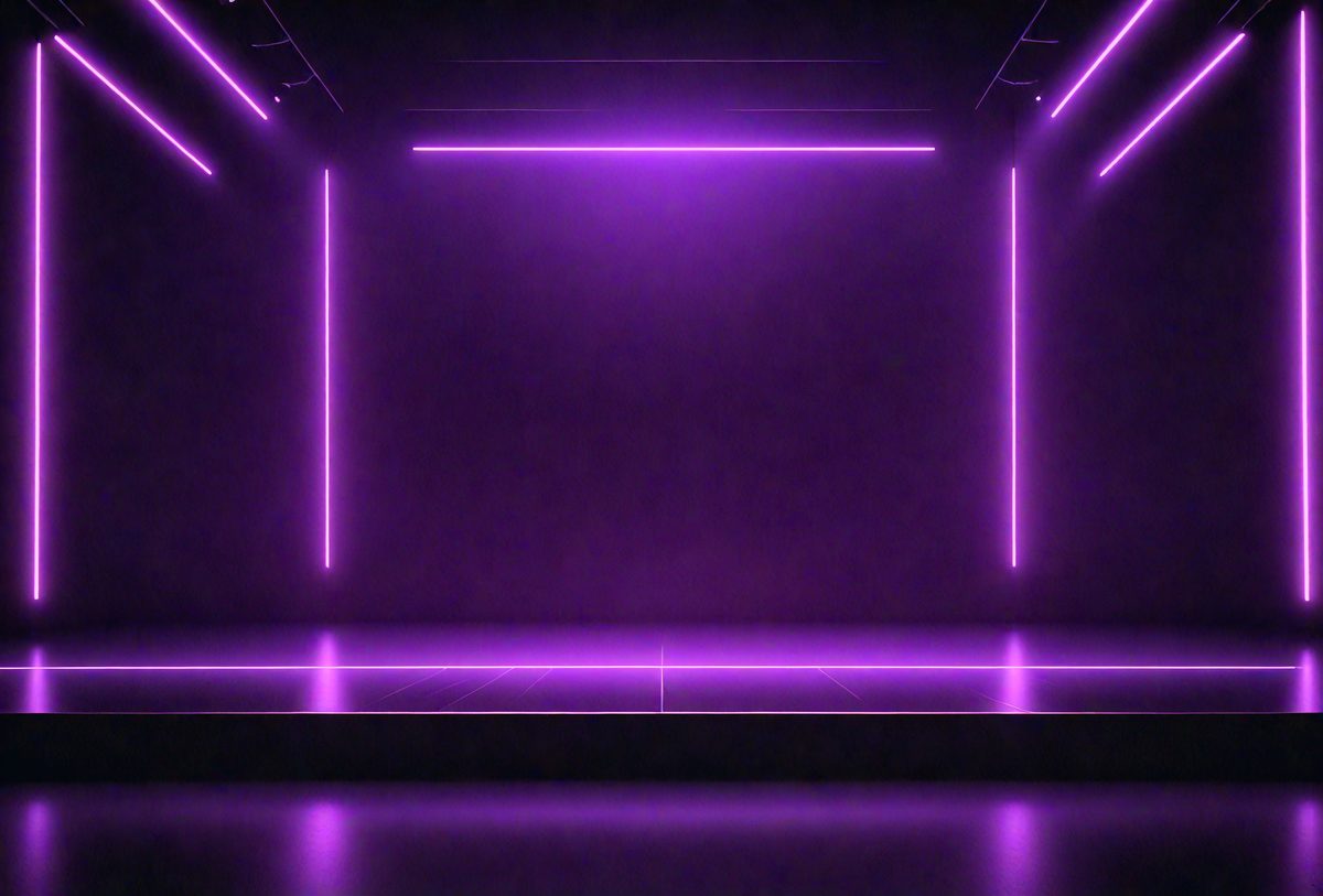 Purple stage with purple lights.