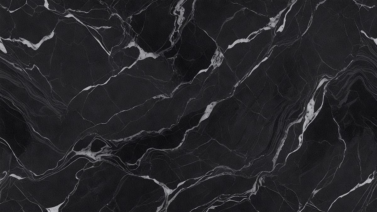 The primary subject of the image is a close-up of a marble surface, showcasing its intricate patterns and textures. The setting is a black background, which highlights the marble's natural beauty. The visual style is a high-quality photo, capturing the details of the marble surface. The colors and mood of the image are predominantly black and white, giving it a classic and elegant appearance.