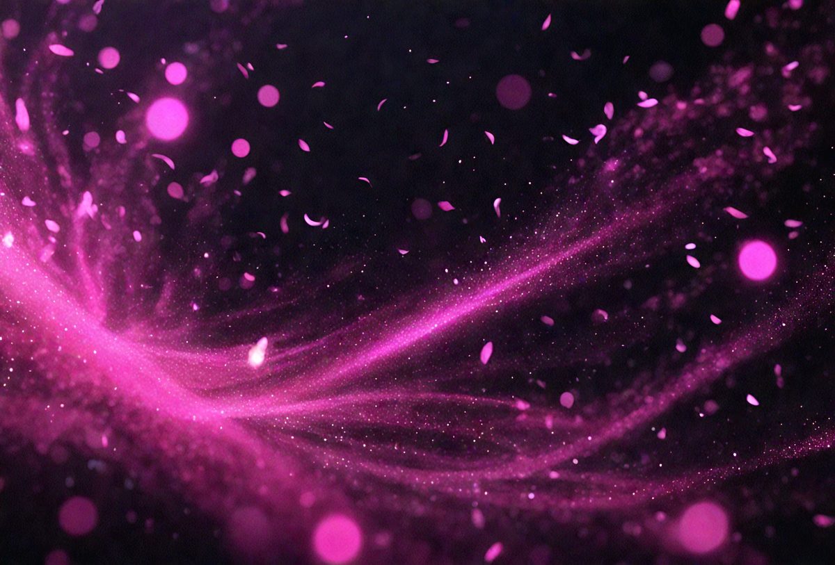 The primary subject of the image is a pink and purple swirl, which appears to be a digital art or illustration. The setting is a dark background, which contrasts with the swirl's vibrant colors. The visual style is artistic and creative, with the swirl resembling a flower or a cloud. The colors and mood of the image are predominantly pink and purple, creating a sense of warmth and beauty.