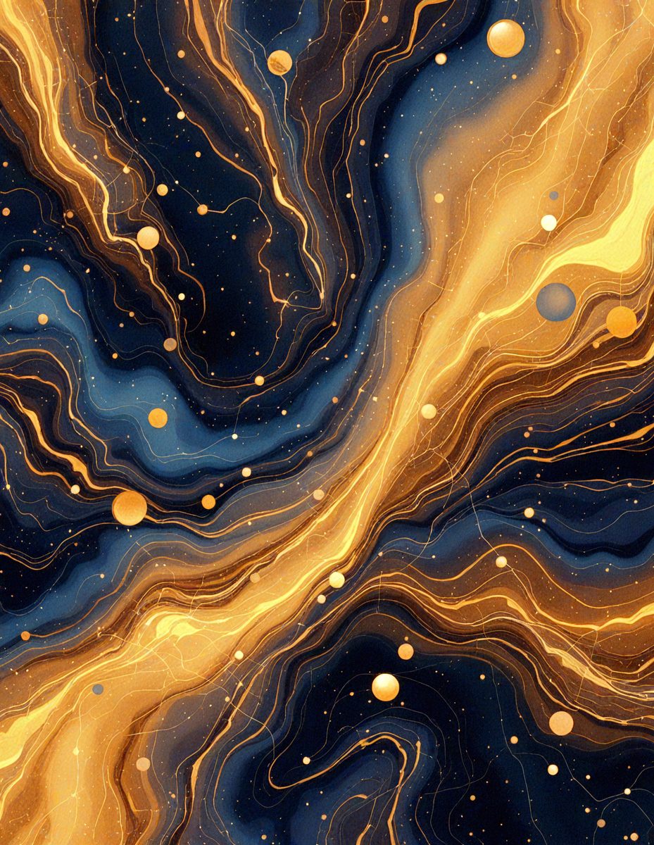 The primary subject of the image is a vibrant and colorful space scene, featuring a mix of blue, yellow, and orange hues. The setting is a dark, starry background, with a multitude of stars scattered throughout the scene. The visual style is a combination of digital art and illustration, creating a dynamic and engaging atmosphere. The colors and mood of the image evoke a sense of wonder and exploration, as the viewer is drawn into the depths of the cosmos.
