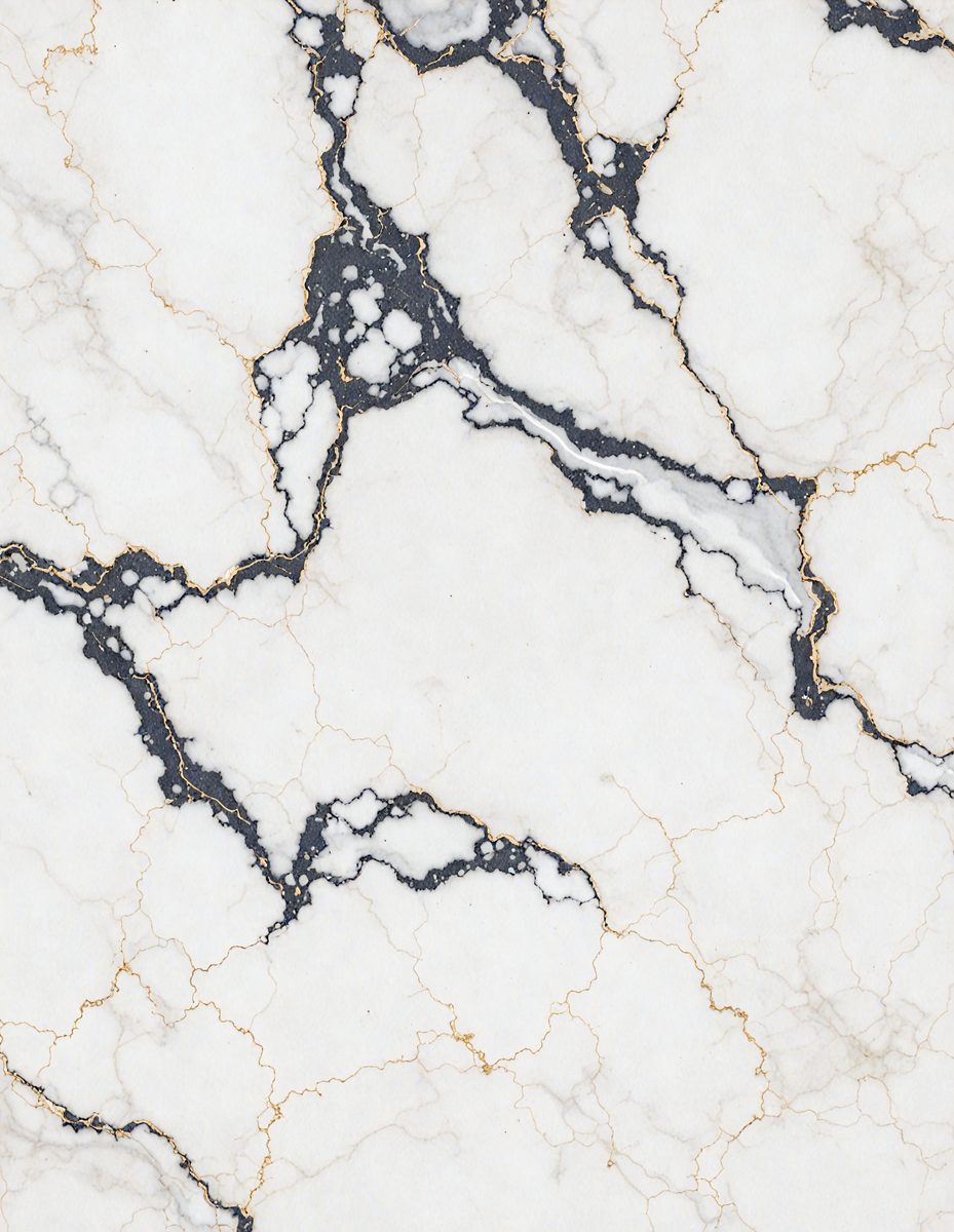 The primary subject of the image is a marble wall with a white and gold color scheme. The setting is a room with a white marble surface, and the visual style is a close-up of the marble wall. The colors and mood of the image are elegant and sophisticated, with the white marble providing a clean and refined appearance.